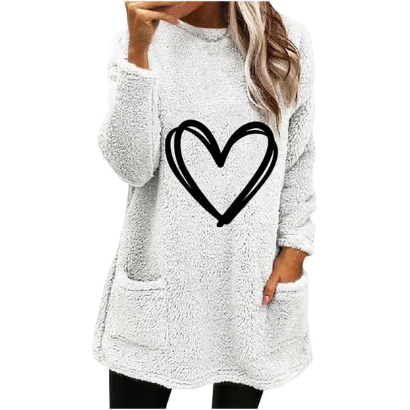 Kaemgyyd Sherpa Tops for Women Winter Warm Long Sleeve Print Fuzzy Fleece Pullover with Pocket Casual Mock Neck Sweatshirt