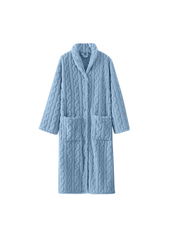 Sherpa Womens Housecoat Fuzzy Fleece Button down Robe Plush Warm Long Sleeve Bathrobe House Coat Loungewear with Pockets