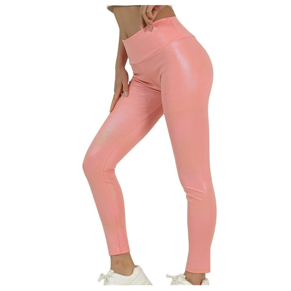Kaemgyyd Shiny Leather Leggings for Women High Waisted PU Trousers Butt Lifting Stretch Pleather PU Pants Trendy Party Tights