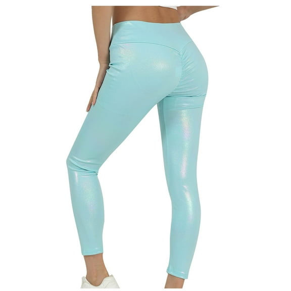 Kaemgyyd Shiny Leather Leggings for Women High Waisted PU Trousers Butt Lifting Stretch Pleather PU Pants Trendy Party Tights