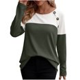thumbnail image 1 of Kaemgyyd Shirt for Women Fall Fashion Clothing Long Sleeve Tops for Women Casual Loose Color Block Basic Tee with Button, 1 of 7