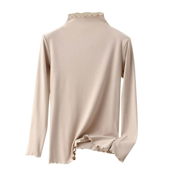 Kaemgyyd Shirt for Women Soft Comfy Base Layer Crew Neck Top Loose Solid Color Long Sleeve Stretch Thermal Undershirt