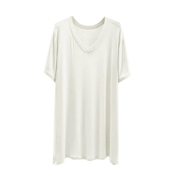 Kaemgyyd Shirts for Women Oversized Solid Short Sleeve V Neck Pajama Tee Soft Loose Spring Tops for Women
