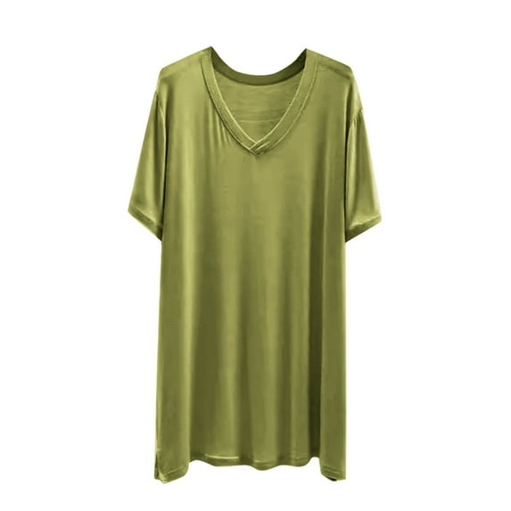 Kaemgyyd Shirts for Women Oversized Solid Short Sleeve V Neck Pajama Tee Soft Loose Spring Tops for Women