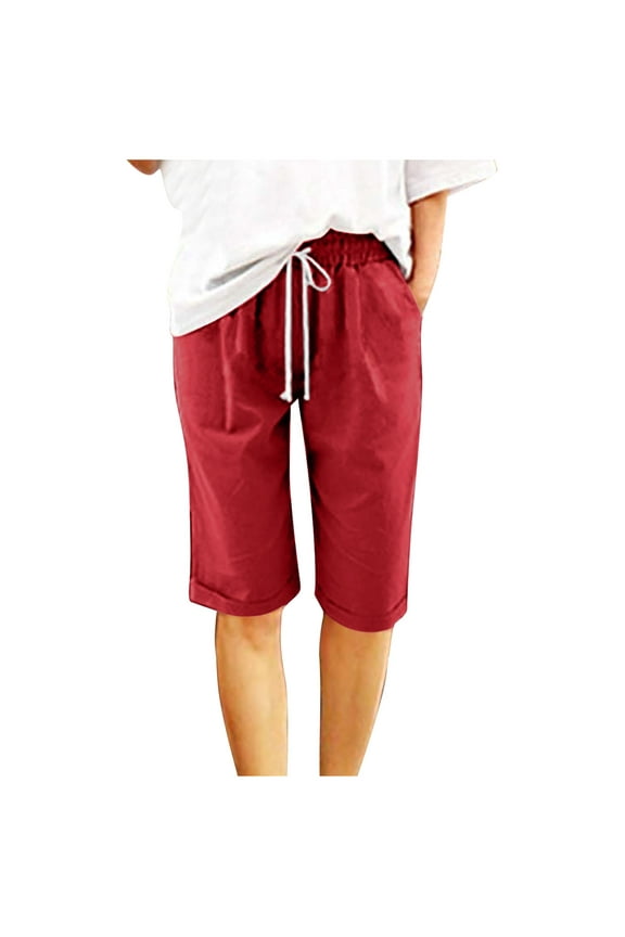 Shorts for Women Casual Striped Elastic High Waisted Shorts Plus Size Trendy Straight Leg Shorts Summer Clothes