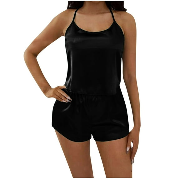 Kaemgyyd Silk Pajamas Set for Women Plus Size Satin Sleeveless Pjs Cami Top and Shorts 2 Piece Outfit Loungewear Sleepwear