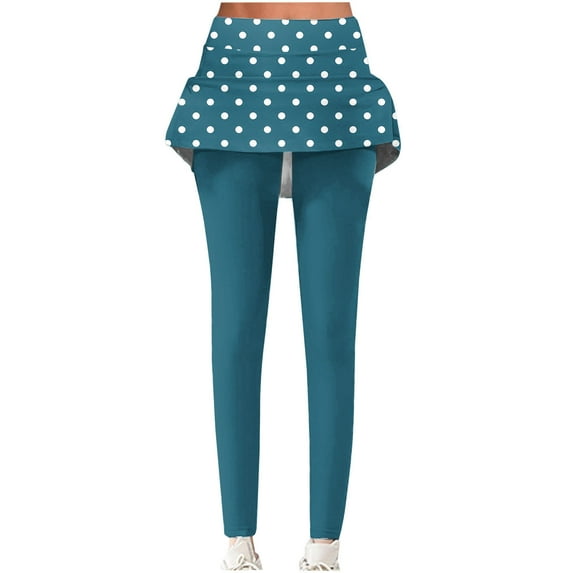 Kaemgyyd Skirted Leggings for Women Vintage Athletic Tennis Stights and Skirtpolka Dots Stretch Slim Outfit Fall