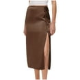 thumbnail image 1 of Kaemgyyd Skirts for Women with Side Slit High Waist Tie up Soft Midi Skirt Casual Loose Wear to Work Solid Skirt, 1 of 7