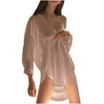 thumbnail image 1 of Kaemgyyd Sleep Shirts for Women Button down Nightgown Fashion Long Sleeve Sleepwear Boysfriend Cover Ups Soft Pajama Tops, 1 of 3