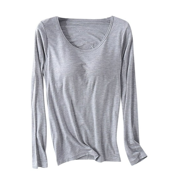 Kaemgyyd Sleep Shirts for Women Comfortable Long Sleeve Sleepwear Plus Size Nightdress Fall Fashion Nightgown with Built in Bra