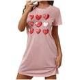 thumbnail image 1 of Kaemgyyd Sleep Shirts for Women Heart Graphic Short Sleeve Night Shirts Oversized Crew Neck Nightgowns Cute Printed Nightdress, 1 of 5
