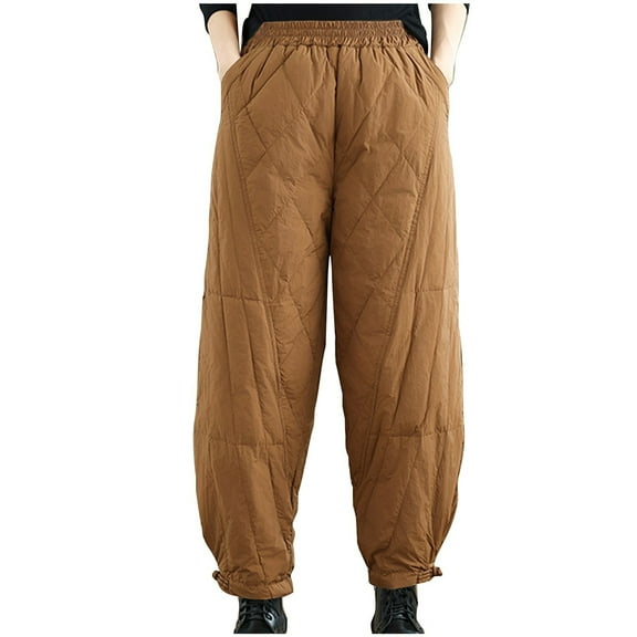 Kaemgyyd Snow Pants Womens Winter Windproof Padded down Pants Baggy Cinch Bottoms Warm Outdoor Ski Pants Loose Warm Harm Trousers