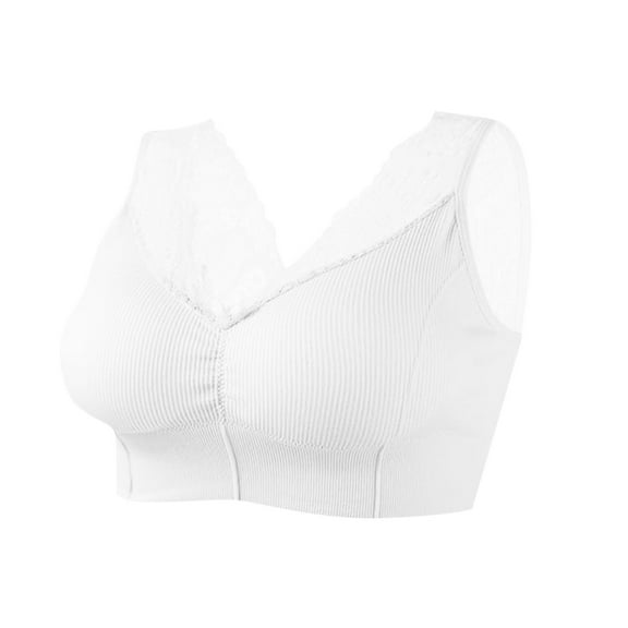 Kaemgyyd Sports Bras for Women No Underwire Padded Full Coverage Everyday Bras Comfortable Ribbed Wireless Lace Bras