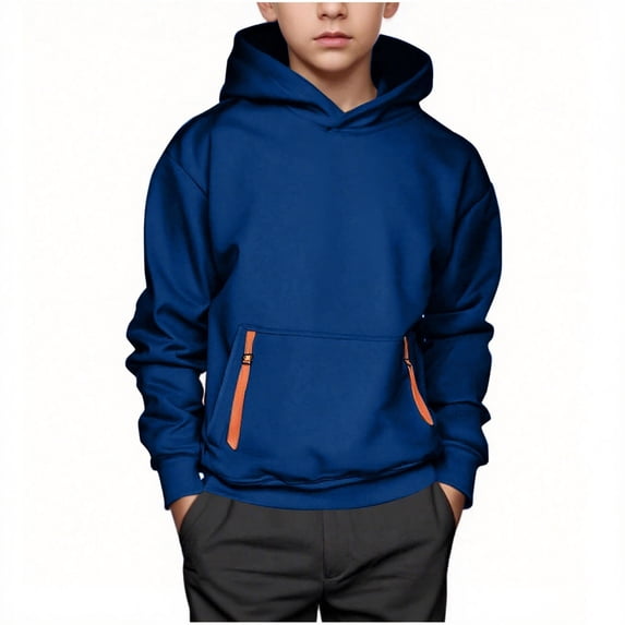 Kaemgyyd Spring Hoodie Sweatshirt Little Boys Winter Warm Pullover Long Sleeve Loose Streetwear Clothes 4-15 Years