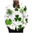 thumbnail image 1 of Kaemgyyd St Patrick's Day Men's Shirt Fashion Green Printed Long Sleeves Button down Tops Spring Fall Fashion Clothes, 1 of 3