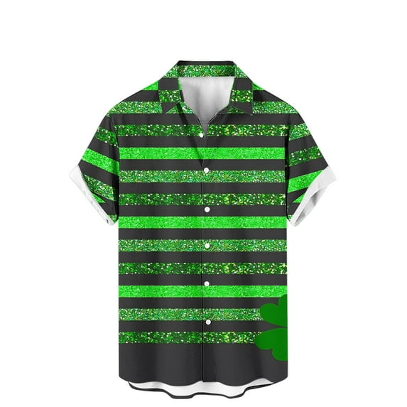Kaemgyyd St. Patrick's Day Shirt for Men Fashion Printed Casual Short Sleeve Button down Beach Tops