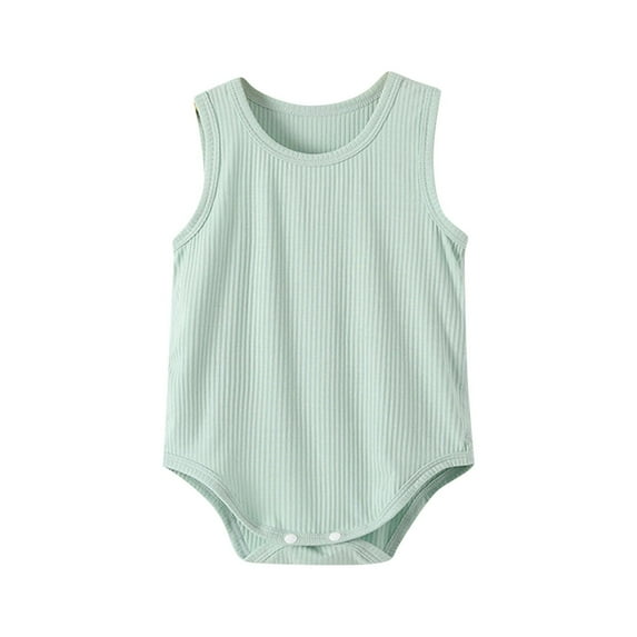 Kaemgyyd Summer Baby Girl Boy Outfit Sleeveless Solid Color Loose Ribbed Romper Unisex Infant One Piece Clothes Soft Sleepwear