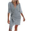 Kaemgyyd Summer Dresses for Women Breathable Half Sleeve Loose Fit Mini Sundress Casual Linen Beach Vacation Wrap Dress