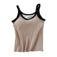 thumbnail image 1 of Kaemgyyd Summer Tops for Women Fashion Color Block V Neck Undershirts Soft Ribbed Sleeveless Clothes with Built-In Bra, 1 of 3