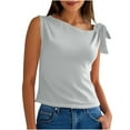 thumbnail image 1 of Kaemgyyd Summer Tops for Women Trendy Bow Tie Shoulder Going out Tank Shirt Soft Solid Color Sleeveless Streetwear, 1 of 7