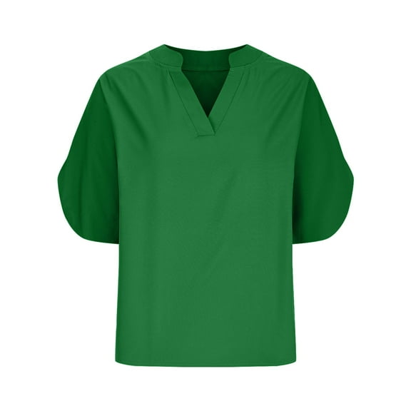 Kaemgyyd Summer Tops for Women Short Sleeve V Neck Classic Fit T Shirts Casual Blouses Spring Fashion Outfit Beach Vacation Clothes