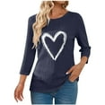 thumbnail image 1 of Kaemgyyd Sweater for Women Cute Heart Fall Pullover Lightweight Ribbed Knit 3/4 Sleeve Tops Loose Fashion Clothing Trendy Outfits, 1 of 7