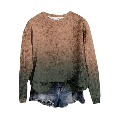Kaemgyyd Sweaters for Women 2025 Winter Fall Crew Neck Knit Pullover Casual Fashion Gradation Long Sleeve Tops Clothes