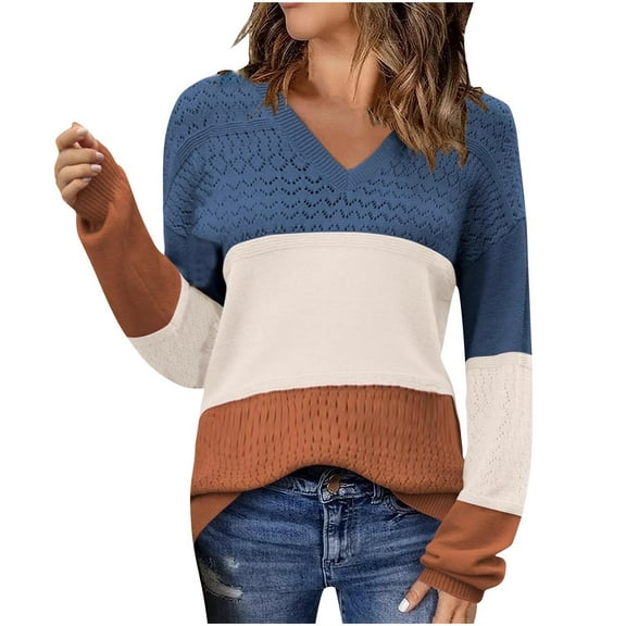 Kaemgyyd Sweaters for Women Soft Fashion Hollow Ou Tcrochet Knit Pullover Casual Long Sleeve V Neck Tops Fall Outfits
