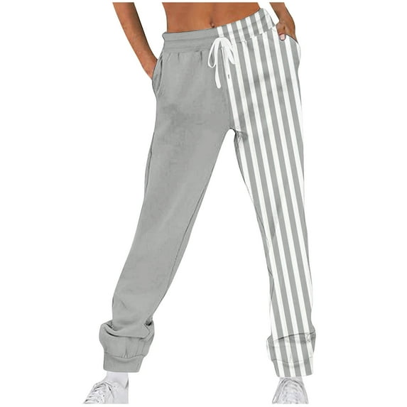 Kaemgyyd Sweatpants for Women Loose Stripe Drawstring Athletic Workout Pants Casual Cinch Bottom Baggy Trousers with Pockets