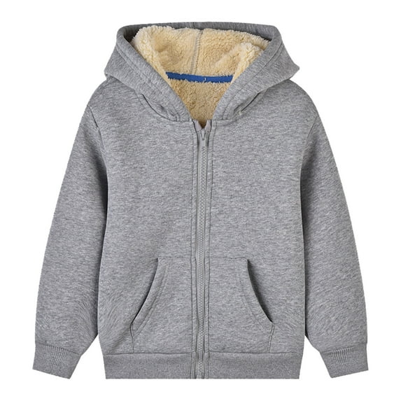 Kaemgyyd Sweatshirt Jacket for Toddler Girls Boys Winter Warm Fleece Lined Zipper Outerwear Coat Infant Hooded Clothing 18 M-10 Y