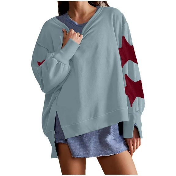 Kaemgyyd Sweatshirts for Women Casual Long Sleeve Color Block Tops Fall Crewneck Cute Loose Pullover