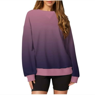 Kaemgyyd Sweatshirts for Women Casual Loose Crew Neck Long Sleeve Pullover Oversized Gradient Fall Fashion Clothes