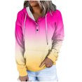 thumbnail image 1 of Kaemgyyd Sweatshirts for Women Loose Gradient Button Long Sleeve Hoodies Casual Trendy Drawstring Pullover with Pockets, 1 of 5