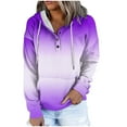 thumbnail image 1 of Kaemgyyd Sweatshirts for Women Loose Gradient Button Long Sleeve Hoodies Casual Trendy Drawstring Pullover with Pockets, 1 of 5