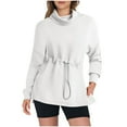 thumbnail image 1 of Kaemgyyd Sweatshirts for Women Oversize Turtleneck Long Sleeve Pullover Side Slit Tops Tunic Shirts with Drawstring Waist, 1 of 7