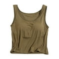 thumbnail image 1 of Kaemgyyd Tank Tops for Women Soft Comfy Sleeveless Cropped Sleepwear Lounge Solid U Neck Pj Shirt Clothes with Built in Bra, 1 of 3