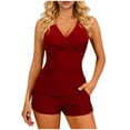 thumbnail image 1 of Kaemgyyd Tankini Swimsuits for Women Two Piece Bathing Suits with Sporty Pockets Swim Shorts V Neck High Coverage Swimwear, 1 of 7