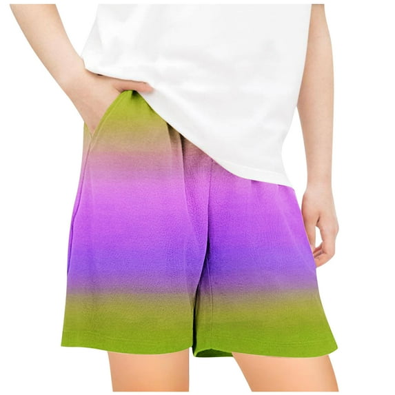 Kaemgyyd Toddler Baby Boy Girl Boho Shorts Fashion Color Block Soft Beach Bottom Unisex Elastic Waist Wide Leg Shorts Summer Clothes 5-14 Years