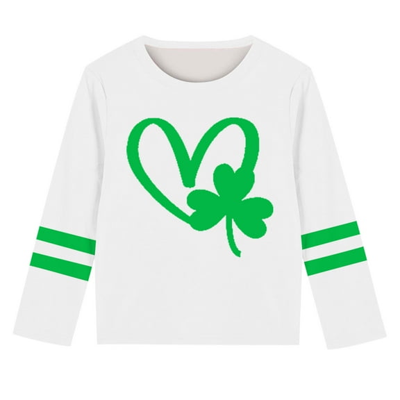 Kaemgyyd Toddler Baby Boy St. Patrick's Day T-Shirt Fashion Green Graphic Tee Teen Girls Long Sleeve Spring Top 3-14 Years