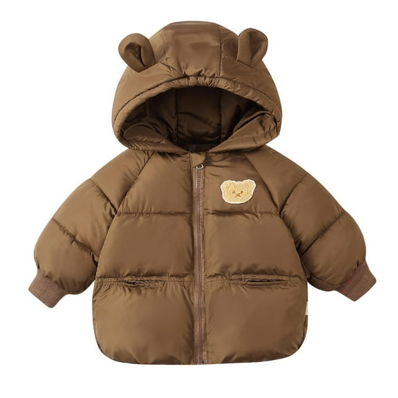 Kaemgyyd Toddler Baby Boys Girls down Jacket Solid Long Sleeve Lightweight Puffer Coat with Hood Infant Windproof Snow Outerwear