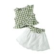 thumbnail image 1 of Kaemgyyd Toddler Baby Girl Summer Short Clothes 2 Piece Set Outfit Cute Plaid Sleeveless Ruffle Top and A-Line Skirt Set 3 M-3 Y, 1 of 5