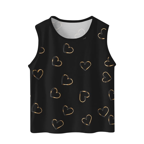 Kaemgyyd Toddler Baby Girls Tank Top Valentine's Day Heart Sleeveless Crew Neck Undershirts for Children 3-15 Years