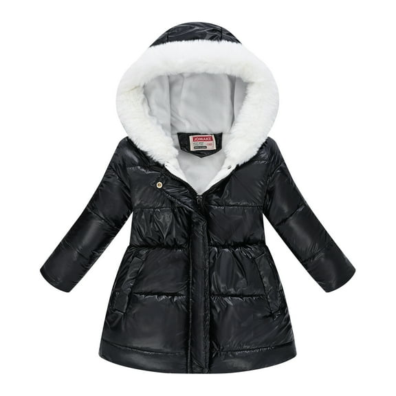Kaemgyyd Toddler Baby Girls' Winter Jacket Cute Sherpa Fleece Lined Quilted Puffer Coat for Children Hooded Snowsuit 4-12 Years