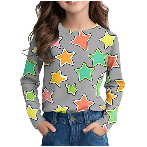 Kaemgyyd Toddler Baby Outfit Boy Girl Loose Stars Crewneck Pullover Tops Casual Fashion Long Sleeve Shirt Spring Clothes