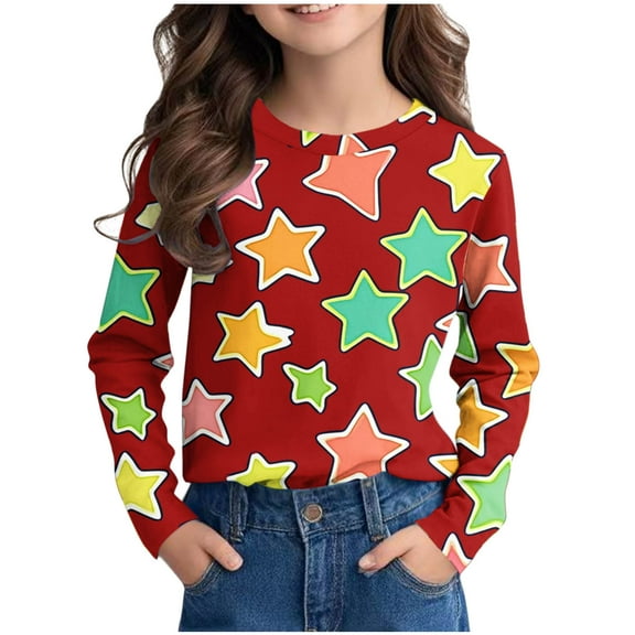 Kaemgyyd Toddler Baby Outfit Boy Girl Loose Stars Crewneck Pullover Tops Casual Fashion Long Sleeve Shirt Spring Clothes