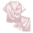 thumbnail image 1 of Kaemgyyd Toddler Girl Boy Two Piece Pajamas Set Fashion Stripe Button down Shirt Top and Shorts Lounge Sleepwear Pjs Set, 1 of 6
