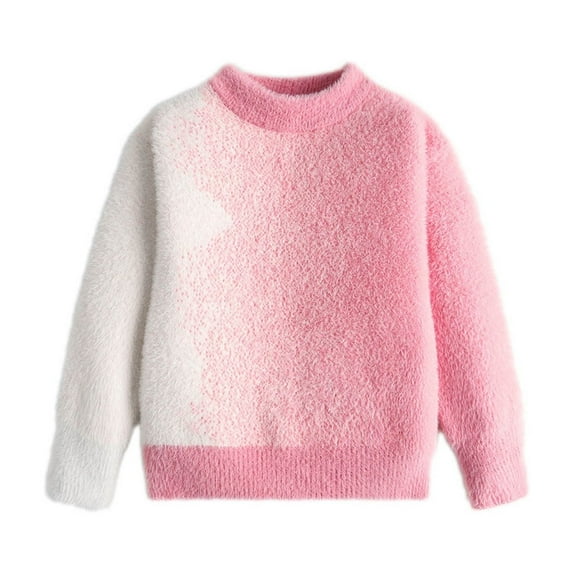 Kaemgyyd Toddler Girl Boys Knit Sweater Fleece Color Block Soft Pullover Fall Winter Warm Long Sleeve Tops Children Fashion Clothes