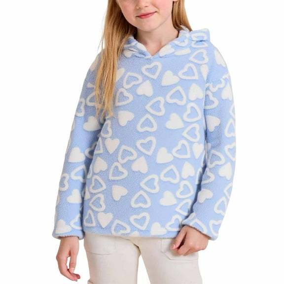 Kaemgyyd Toddler Girls Sherpa Pullover Baby Boys Plush Fleece Long Sleeve Print Warm Sweatshirt Fuzzy Sleepwear Loungewear 4-15 Years