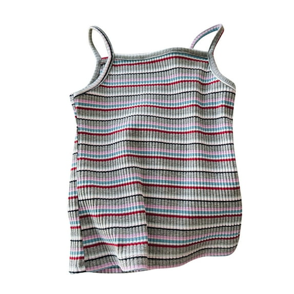 Kaemgyyd Toddler Girls Tank Top Cute Stripe Spaghetti Strap Sleeveless T Shirt Cotton Stretch Summer Baby Clothes Outfit 1-9 T