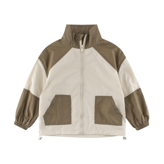 Kaemgyyd Toddler Unisex Jackets Lightweight Windbreaker Zip up Rain Coats Fashion Color Block Outdoor Fall Outwear with Pockets